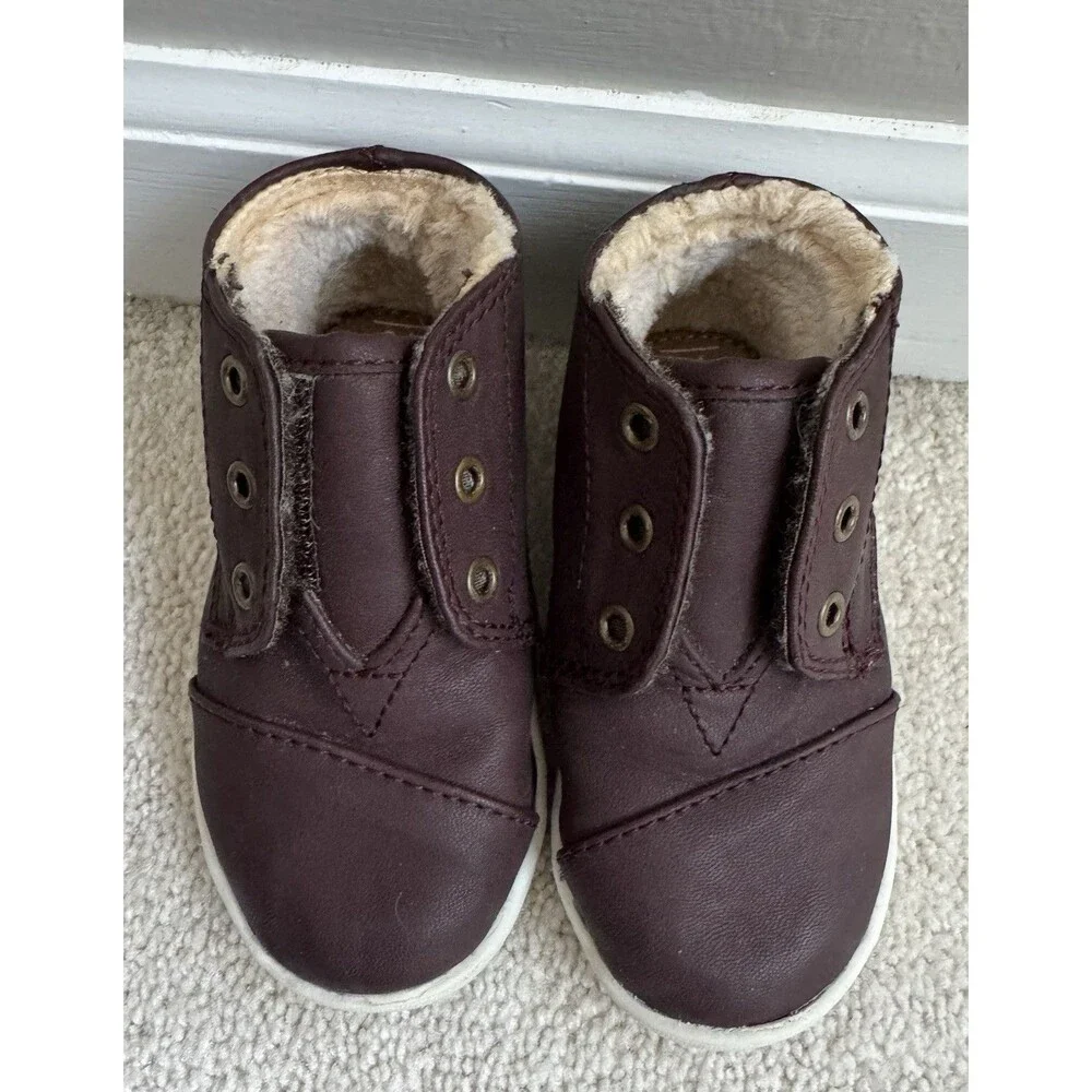 Toms Baby Paseo Mid Synthetic Leather Easy On/Off Fall Toddler 6 Burgundy